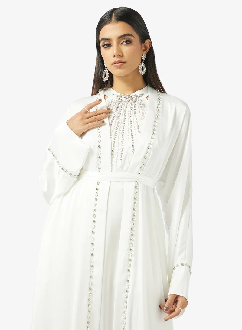 Khizana  Embelllished Abaya With Inner Dress for Women | Best Price UAE